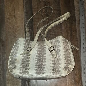 13"x9" Cream and Gray Snakeskin Shoulder Bag